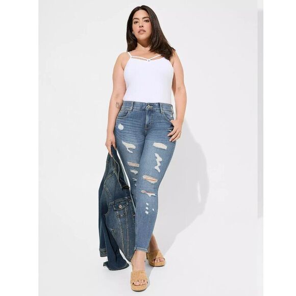 Bombshell Skinny Premium Stretch High-Rise Destructed Jean Size 26 - Picture 2 of 13